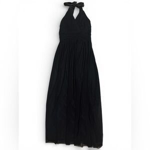 White House Black Market Maxi Dress Womens 6 Black Formal V-Neck Halter Classy